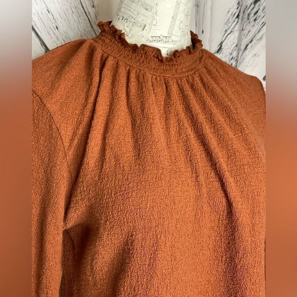 Madewell Texture & Thread Rust Color Top Smock Neckline L - Picture 2 of 6